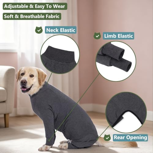 Image of kzrfojy Dog Recovery Suit for Dogs After Surgery Female Male Medium Large Dog Neuter Spay Onesie for Shedding Prevent Licking Surgical Wound Dog Cone Alternative Grey