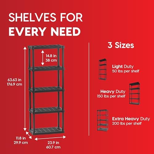 IRIS USA 5-Tier Heavy Duty Storage Shelving Unit, Garage Storage Rack, Holds 18 kg per Shelf, Modular Organizer for Home & Utility Rooms, 30D x 61W x 162H cm, Black - 1