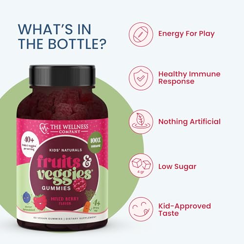 The Wellness Company Kids Naturals Fruits & Veggie Gummies – Daily Nutrition Support | 120ct (2 Month Supply) - Image 6