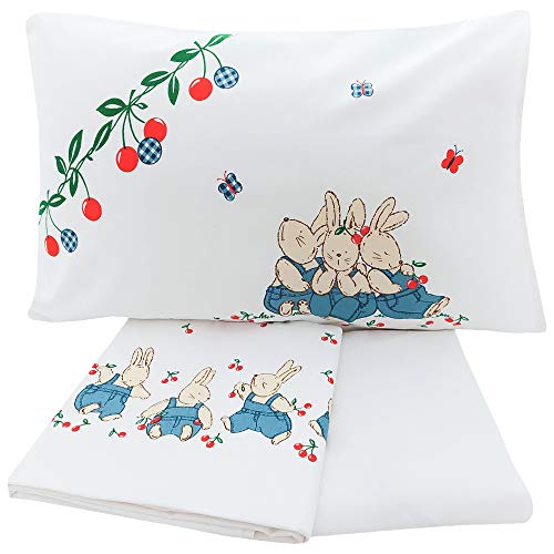 Set di biancheria per lettino, Lenzuolo sopra, lenzuolo sotto e federa, 100% cotone Made in Italy (Disegno 1)