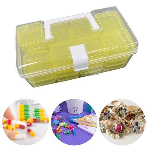 Boîte perles 32 compartiments pour ne plus perdre vos petits accessoires de broderie jaune