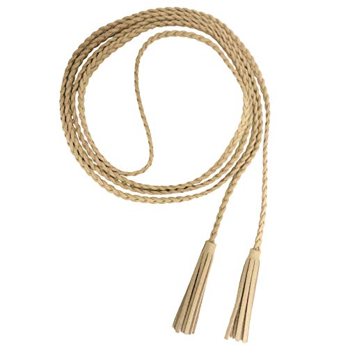 Nanxson Women's Waist Belt Woven Tassels Chain Belt Skinny Belt for Skirt Dress PDW0042 (apricot)