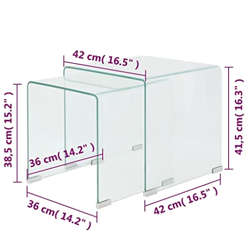 Tables gigognes verre trempé 2 pcs transparentes vidaXL