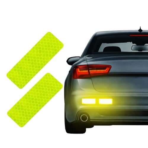 Image of VADDA Universal Reflective Car Stickers 10 Pcs, Rectangular Stripe Stickers for Cars, Trucks, Bikes, Bicycle, Night Visibility Vehicle Safety Reflectors for Car Bumper, Hood, Fender & Door - Neon