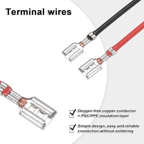 Terminales de crimpado de pala hembra dobles MECCANIXITY con cables de 30cm y fundas ignífugas 3