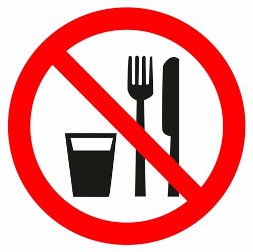 Preisvergleich Produktbild Indigos UG Aufkleber Essen und Trinken verbotenVerbotsschild - 10cm - selbstklebender Sicherheits Aufkleber für Tür oder Wand - Warnschild für Gebäude, Hotel, Büro, Firma, Haus, Praxis