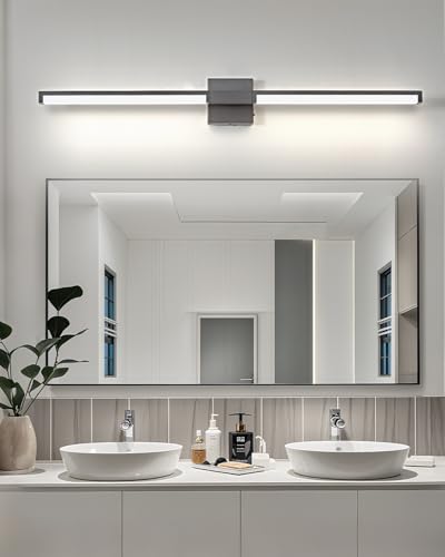 Image of OKELI Modern Bathroom Light Fixtures Over Mirror, 40 Inch Matte Black Vanity Light Bar for Bathroom, 24W 5CCT Diammable Wall Light