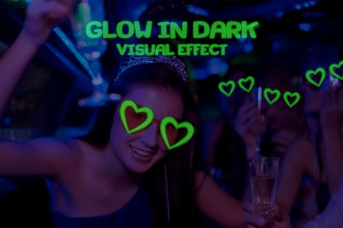 Heart Shaped Rimless Sunglasses, Jelly Fudge Series Bachelor Party Cool Sunglasses 8 Pack, Colors Funky Glasses Party Favors (Glow in Dark)4