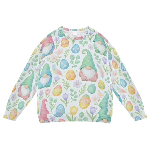 JUNZAN Easter Gnome Watercolor Flowers Little Boys Pullover Hoodie Long Sleeve Hoodie for Boys Party 4T