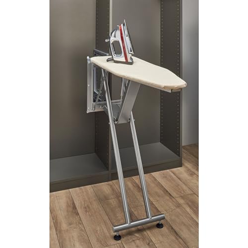 Rev-A-Shelf Sidelines Premiere Pop Up Ironing Board for Custom Laundry/Closet Systems w/Soft-Close, Metal Frame, & Adjustable Feet, CPUIBSL-14-SM-1