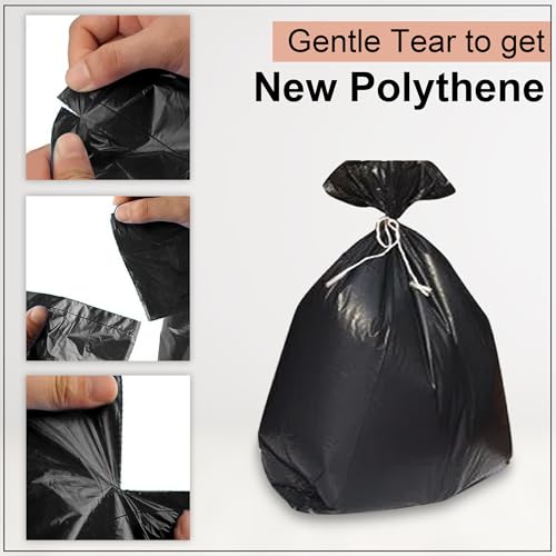 Image of GLUN Garbage Bags 21x19 Inch Medium Size, 30 Bags X 3 Rolls (90 Count) Black Color, For Dry & Wet Waste Trash Bag, Durable & Leak Proof