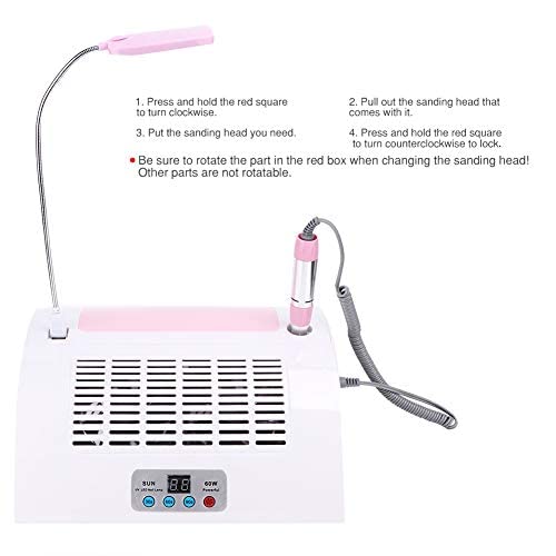 Miniatura 6 de Colector de polvo de uñas 5 en 1 con taladro, máquina eléctrica multifuncional para taladro de uñas con colector de polvo, lámpara de escritorio