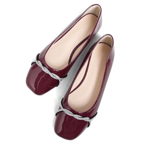 Image of TN TANGNEST Womens Casual Flats Chain Ballet Flats | Fashion Pointed Toe Rhinestone Flats, Comfort Slip On Dress Shoes for Business Work Office Wedding Party