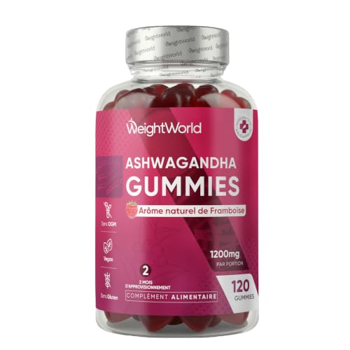 Ashwagandha Gummies 1200mg, 120 Gommes Ginseng Indien Withania Somnifera