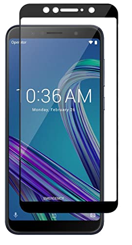 Image of Tempered Glass Screen Protector Compatible for Asus Zenforne Max Pro M1 with Edge to Edge Coverage and Easy Installation Kit, Pack of 1, Black