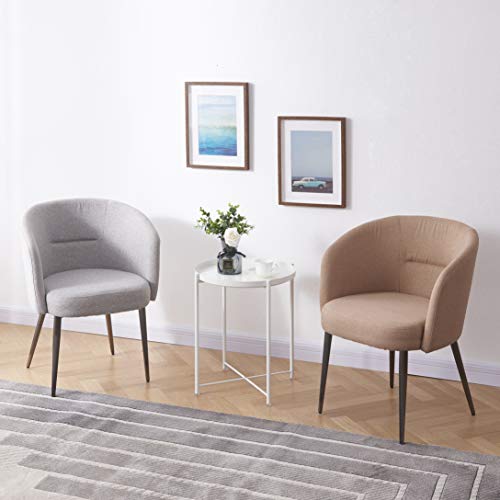 OVICAR Metal Tray End Table, Round Accent Coffee Side Table, Anti-Rust and Waterproof Outdoor Small Side Table, Indoor Modern Sofa Side Table Bedside Table for Living Room Bedroom Balcony (White) - Thumbnail 5
