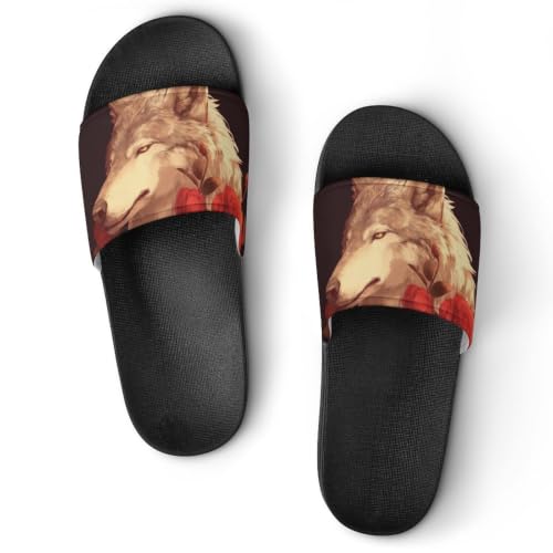 Sandales antidérapantes Fleur rouge du Loup contre les sols glissants