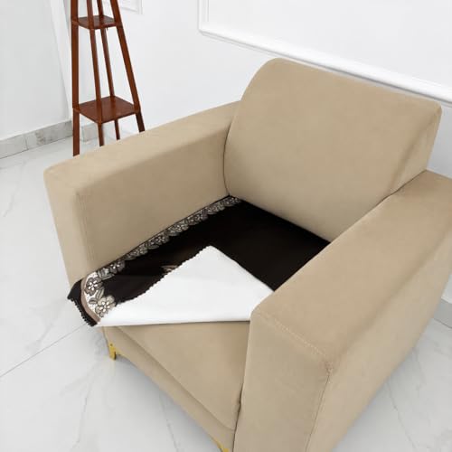 Image of Homerz Premium 'Luxe Series' Sofa Cover | Holland Velvet Fabric | Smooth Finish | Anti-Slip Fleece Backing Couch Protector (Royal, 1 Seater, Only Seat Cover)
