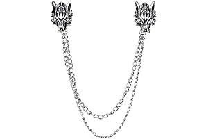 Punk Chain Wolf Pin Brooches for Men