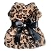 Leopard Dog Dress for Small Dogs Cats Girl,Dog Fleece Dresses with Bow,Pet Costumes Outfit for Chihuahua Yorkie Teacup,Winter Puppy Skirt,Cat Clothes for Holiday Party Daily Wearing