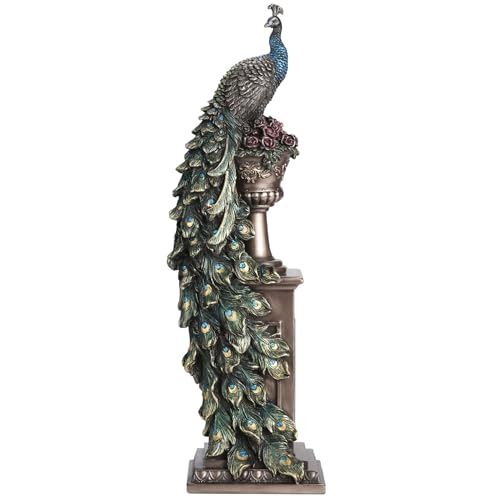 Statue de paon Veronese Design 34 cm, cadeau idéal d'anniversaire