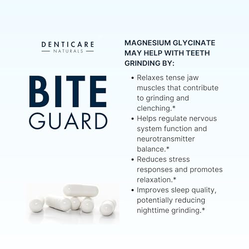 Image of BiteGuard - Calms Jaw for Teeth Grinding & Bruxism Relief - (Vegan Safe, Non-GMO) 90 Capsules, Pure Magnesium for Bruxism Supplement by Denticare Naturals