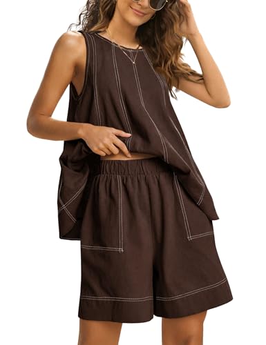 Gozoloma Womens 2 piece Outfits Sleeveless Matching Sets A Line