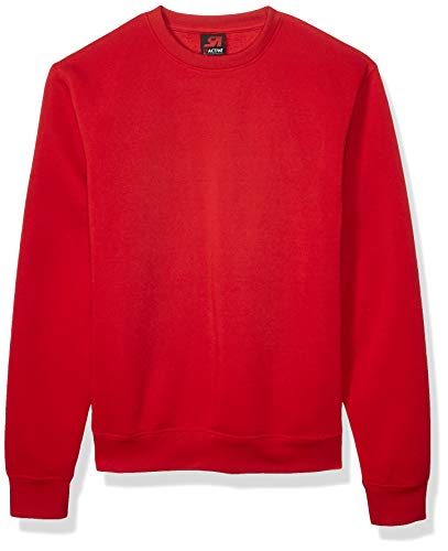 Southpole Men's Active Basic Crew Neck Fleece Pullover Sweatshirt, Red 2, Large