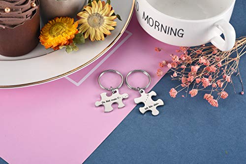 Zysta 2 Stück Pärchen Schlüsselanhänger mit Gravur Du bist mein, Ich bin dein Puzzle- Anhänger Edelstahl Paar Schlüsselbund Liebe Keychain für Partner Valentistag Geschenk