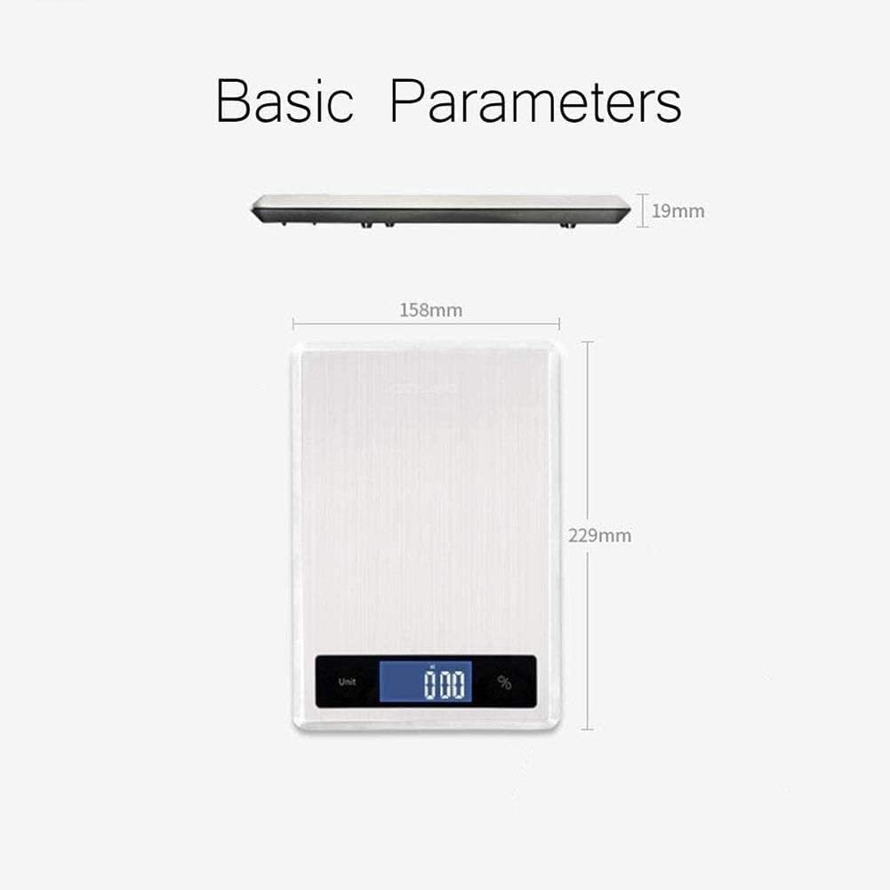Wlectronic Küchenwaage, digitale elektronische Waage, 5 kg, Haushalts-Backen, Küche, hohe Präzision, Lebensmittel, dünnes Design, ABS-Materialwaage, Waage