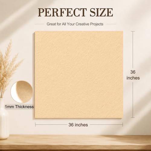 Image of Sand Large Felt Fabric 36 inch x 36 inch (1 Square Yard), 1mm Stiff Felt Sheet, Nonwoven Fabric for Crafts, DIY Projects, Art, Sewing, Lining & Decorations