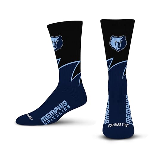 For Bare Feet NBA MEMPHIS GRIZZLIES Black Wave Crew Sock Team Color YOUTH