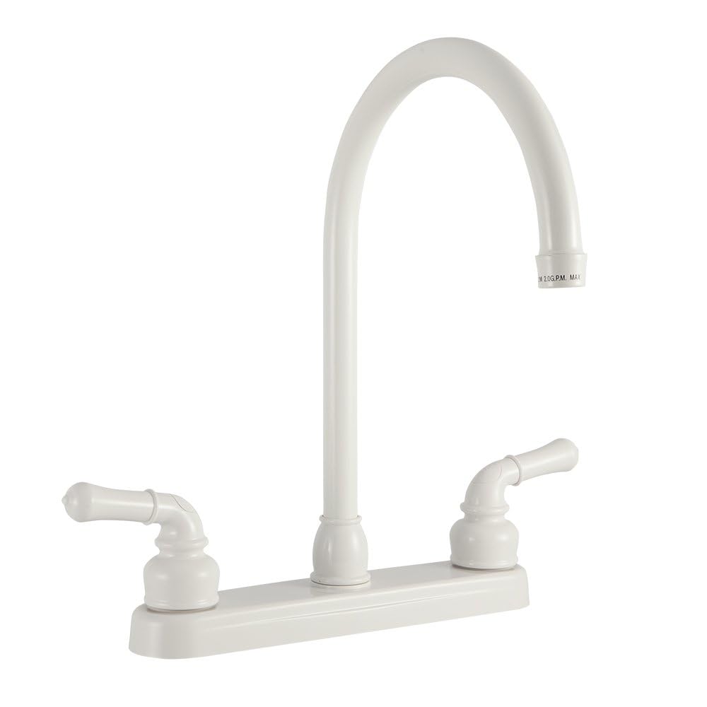 Dura Faucet DF-PK330HC-WT RV J-Spout Kitchen Sink Faucet (White) โ image 1