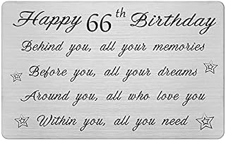 FALOGI 66th Birthday Card - Behind You All Your Memories - Happy 66 Year Old Birthday Gifts for Men Women, Personalised Engraved Wallet Card