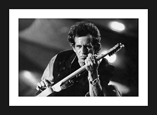 Quadro &Iacute;dolo Keith Richards Decore Pronto Preto/ Branco 35x26cm
