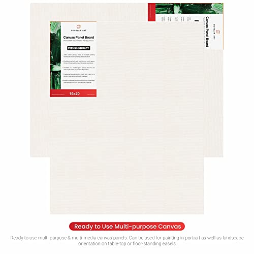 Image of Scholar Art Hobby Series 04 Oz (230 GSM) 100% Cotton Canvas Panel Board for Painting (White Blank Canvas Boards for Acrylic Paint, Oil Paint, Wet & Dry Media) | 16 inchx20 inch (40x50 cm), Pack of 4