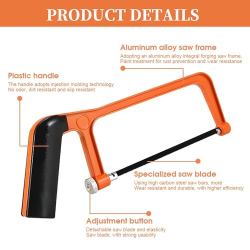 Petite Scie à Métaux, Scie à Bois Manuelle Mini Hand Saw avec 10 Lames de Scie Interchangeables pour Couper Métal Plastique Bois – Image 4