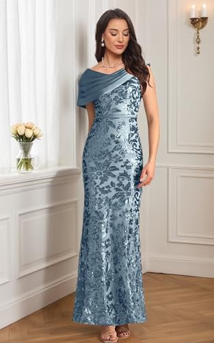 Sequin Mother of Bride Dress Laces Off Shoulder Grandmother of Groom Dresses Mermaid Long Formal Evening Gown4