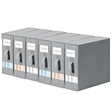 DIMJ Bed Sheet Organizers and Storage 6 Pack - Foldable Sheet Holder, Linen Closet Organizer Box for Sheets Set, Bedding, Blankets, Towel (King & Queen Size), Grey