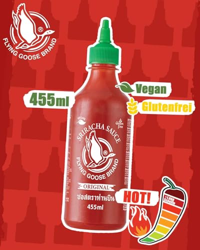 Foto von FLYING GOOSE Sriracha Chilisauce, das Original, scharf, grüne Kappe, scharfe Würzsauce aus Thailand, 1 x 455 ml