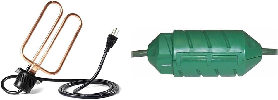 Farm Innovators DPH-15 Outdoor Water Tank Heaters Livestock Stock Tank Drain Plug Water De-Icer Compatible with Rubbermaid Tanks & Farm Innovators Model CC-2 Cord Connect Water-Tight Cord Lock - Green