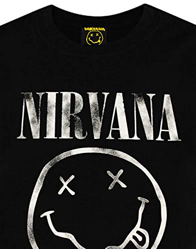 Nirvana Smiley Logo Boys Black T-Shirt - Les Beatles, Paul McCartney, John Lennon, RIngo Starr, George Harrison Nirvana Smiley Logo Boys Black T-Shirt – Image 6