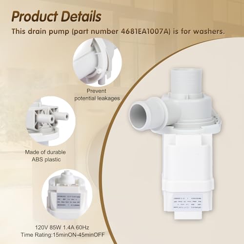 XHAWLJB DP040-012 Drain Pump 4681EA1007A 5859EA1004F 5859EA1004P 5859EA1004G WH23X10020 (OEM) Compatible with LG, Kenmore, GE Washer Drain Pump, Fits for WT1101CW WT1201CV WT4870CW WT7200CW WT5001CW by XHAWLJB - Used condition - Image 2