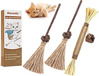 Catnip Sticks for Cat, Aucenix Cat Chew Sticks Toys, Natural Matatabi Silvervine Chew Sticks for Indoor Cats, Kitten Teething Chew Sticks Toy for Cats Kitten Kitty Stress Release (3PCS)