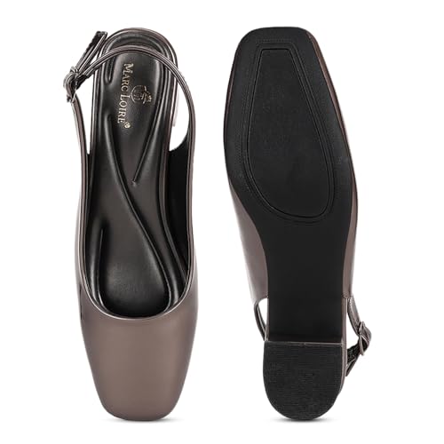 Image of Marc Loire Women Square Toe Solid Block Heel Pumps for Office, Party and Formal Wear