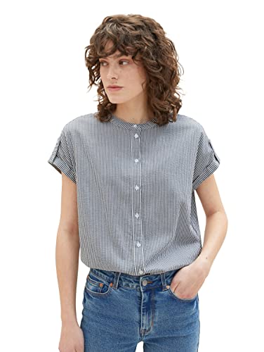TOM TAILOR Damen Kurzarm-Bluse mit Streifen