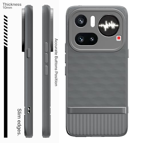 Image of Pikkme Back Cover for Nothing Phone 4a Pro 5G Camera Protection 3D Hexa Cube Design Silicone Protective Bumper Case (Grey)
