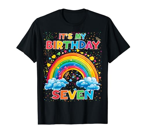 Regali per il 7° compleanno dei bambini Rainbow Seven Years Old Girl Party Maglietta