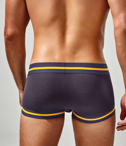 Men's Boxer Briefs Ribbed Seamless Underwear Soft Breathable Stretchy Trunks Pouch Support Underpants2