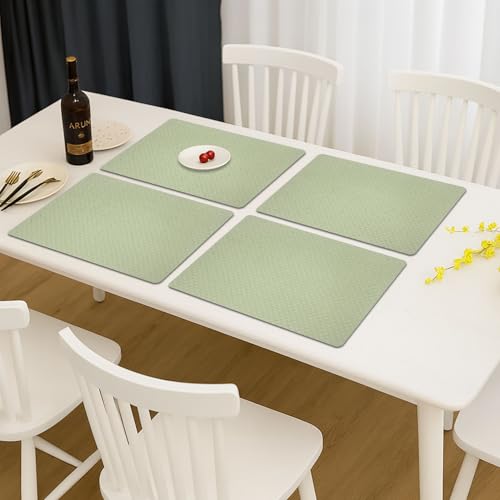 Image of Amazon Brand - Umi PVC Vinyl Foam Design Placemat STPG127 | Heat Resistant, Wipe Clean, Anti-Skid Table Mats for Dining Table, Kitchen & Home Decor (30x45 CM Green Set of 4)
